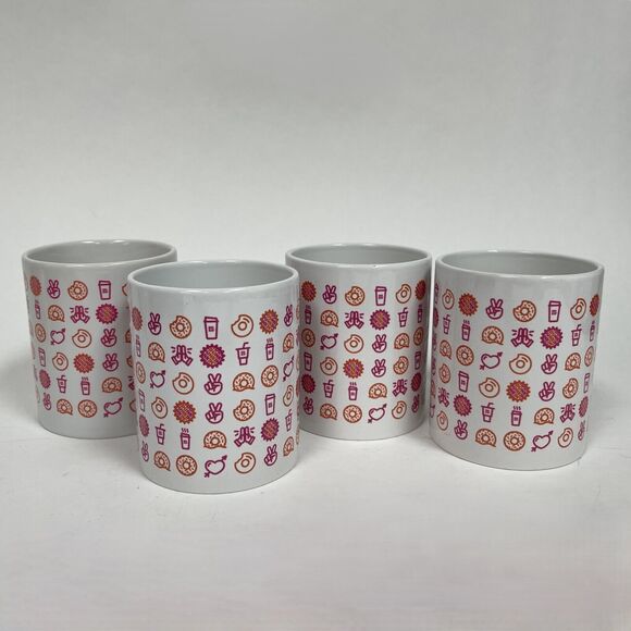Dunkin Donuts Holiday Coffee Cups Mugs White Pink Orange Multicolor Lot of 4 - Picture 6 of 9